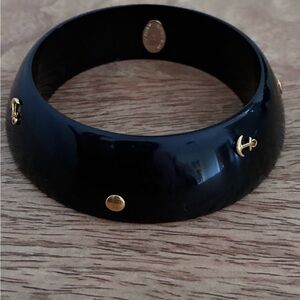 Vintage Alexis Bittar Lucite black nautical bangle